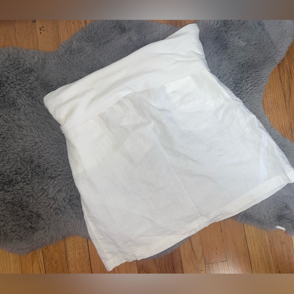 Athleta White Linen Blend Foldover Waist Skirt